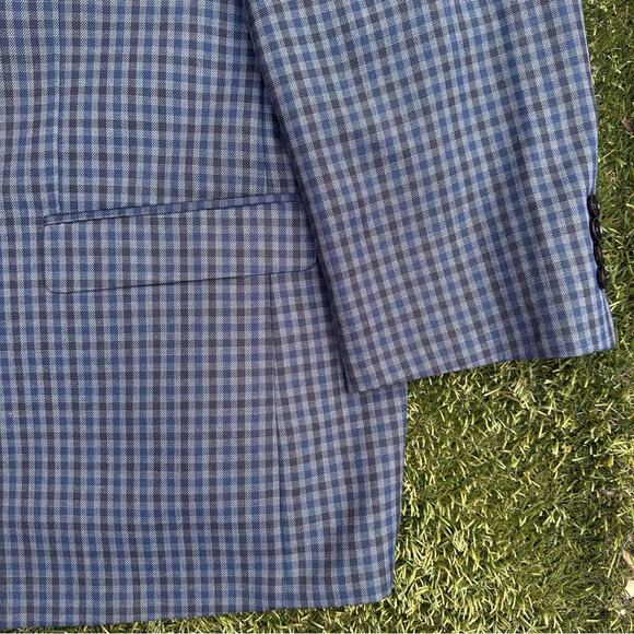 Oak Hill Denim Plaid Sport Coat Classic Double Button Single Breast Blazer 3XLT - Picture 5 of 11